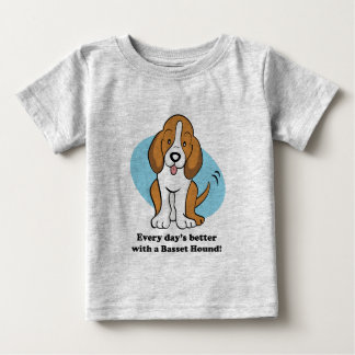 Cute Tecknad Basset Hound Baby Tee Shirt