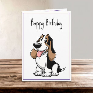 Cute Tecknad Basset Hound Puppy Hund Birthday Kort
