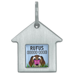 Cute Tecknad Beagle Hund Pet-taggar - House ID-bricka Husdjur