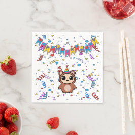 Cute Tecknad Bear Birthday Napkins | Förråd Pappersservett