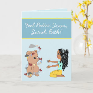 Cute Tecknad Bear, få snart för vänliga barn Kort