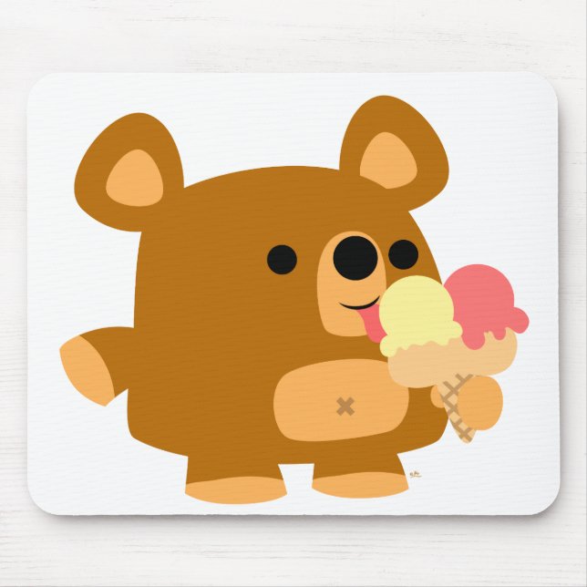 Cute Tecknad Bear med Bollar :) mousserande Musmatta (Framsidan)