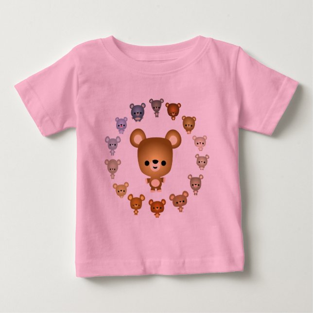 Cute Tecknad Bear Spädbarn Baby T-Shirt (Framsida)