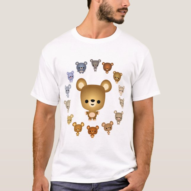 Cute Tecknad Bear Spädbarn Children T-Shirt (Framsida)