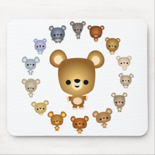 Cute Tecknad Bear Spädbarn Mousepad Musmatta