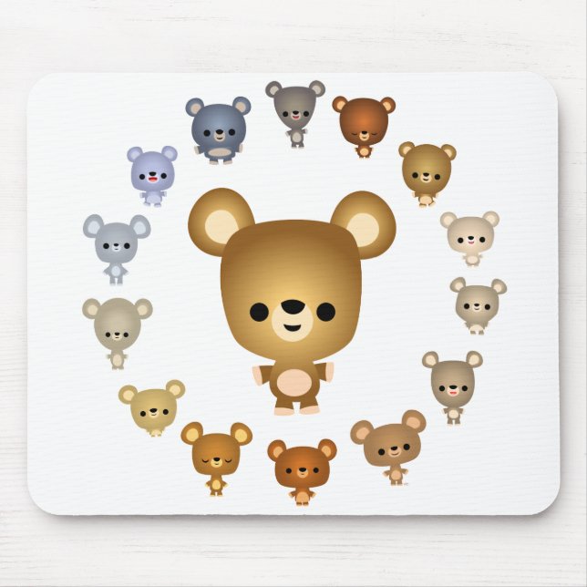 Cute Tecknad Bear Spädbarn Mousepad Musmatta (Framsidan)
