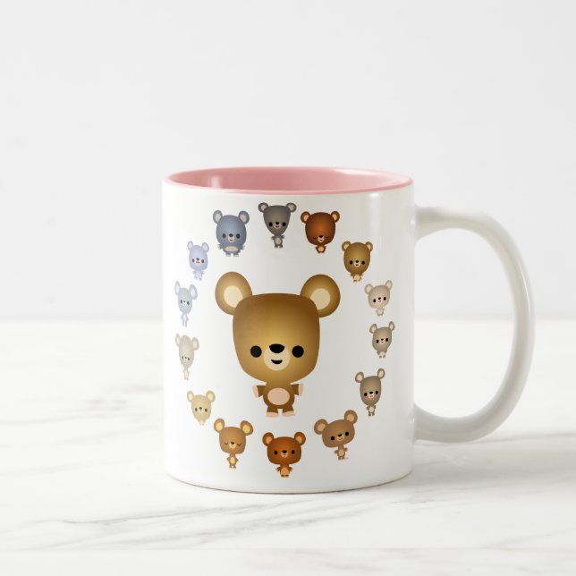 Cute Tecknad Bear Spädbarn Mugg (Höger)