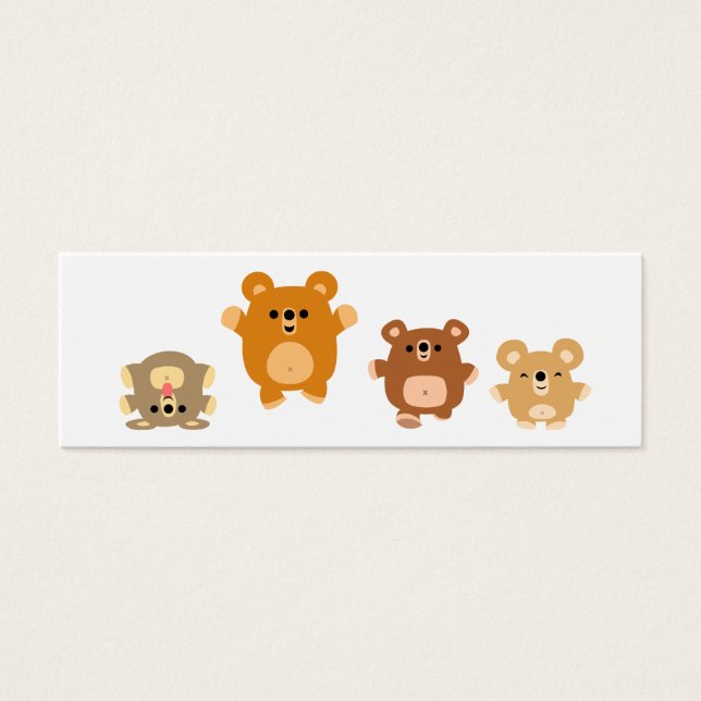 Cute tecknad Bears 3 Bookmark (profilkort) Litet Visitkort (Framsidan)