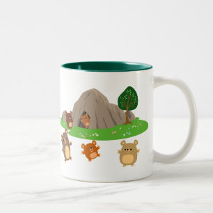 Cute Tecknad Bears i Cave Mugg