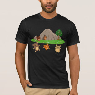 Cute Tecknad Bears i Cave T-Shirt