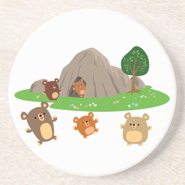 Cute Tecknad Bears i en Cave-Underlägg Underlägg (Framsidan)