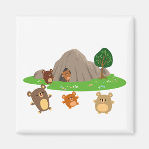 Cute Tecknad Bears i ett grovmagnet Magnet