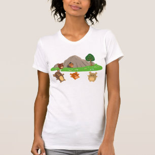 Cute Tecknad Bears in a Cave Women T-Shirt
