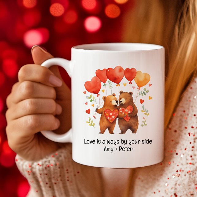 Cute tecknad Bears Kärlek Hearts Valentine Kaffemugg (Cute cartoon Bears Love Hearts Valentine Coffee Mug)