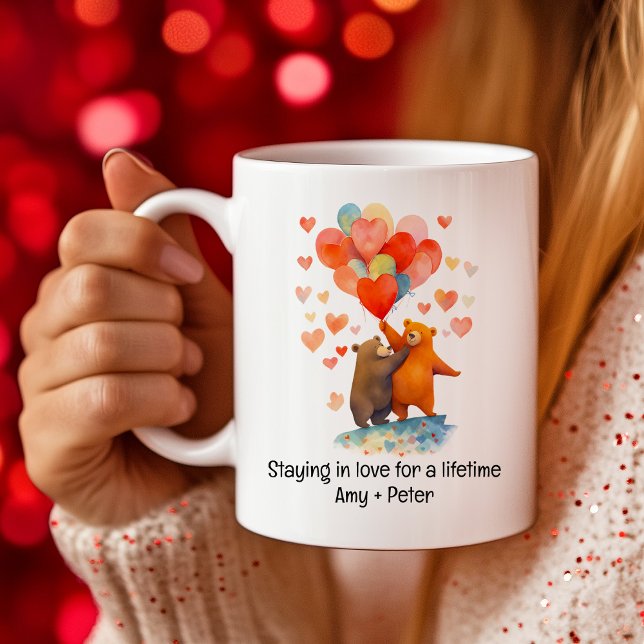 Cute tecknad Beary Kärlek Hearts Varje dag Valenti Kaffemugg (Cute cartoon Beary Love Hearts Everyday Valentine Coffee Mug)