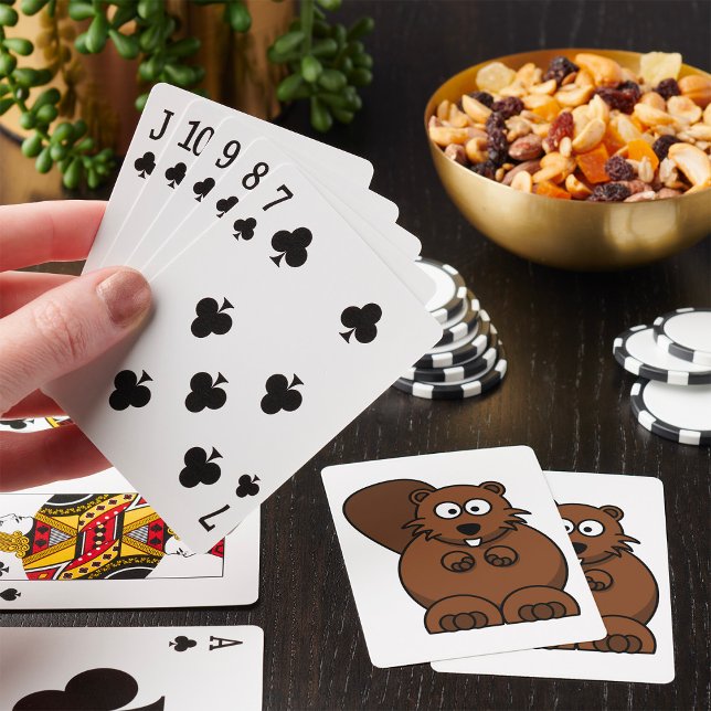 Cute Tecknad Beaver Funny Woodland Animal Casinokort (Skapare uppladdad)