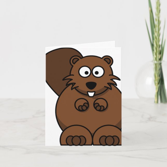 Cute Tecknad Beaver Funny Woodland Animal Kort (Framsida)