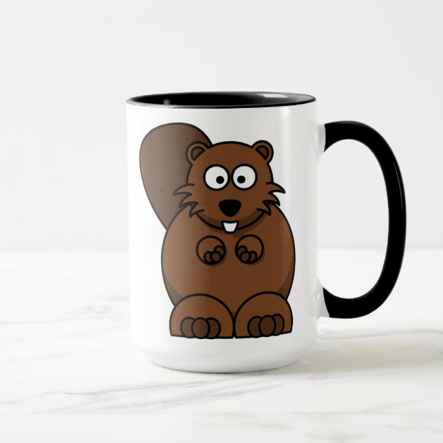 Cute Tecknad Beaver Funny Woodland Animal Mugg (Höger)