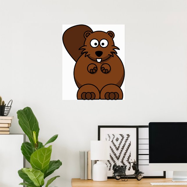 Cute Tecknad Beaver Funny Woodland Animal Poster (Skapare uppladdad)
