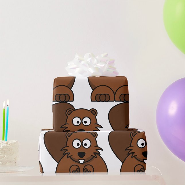 Cute Tecknad Beaver Funny Woodland Animal Presentpapper (Skapare uppladdad)