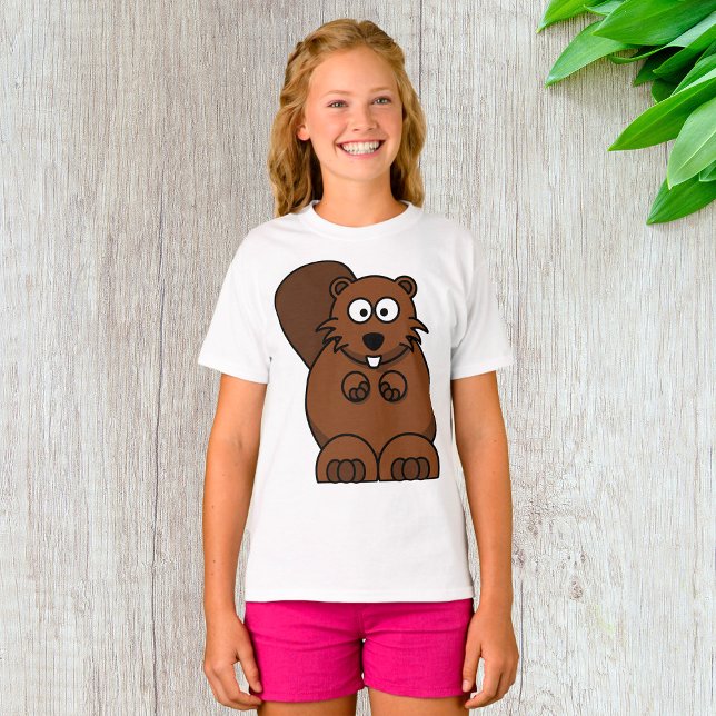Cute Tecknad Beaver Funny Woodland Animal T Shirt (Skapare uppladdad)