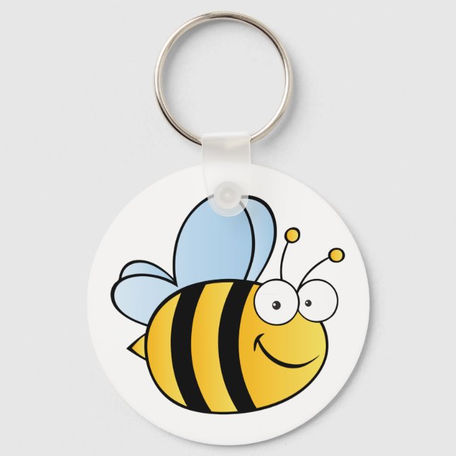Cute Tecknad Bee Nyckelring (Framsida)