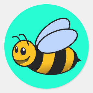 Cute Tecknad Bee Runt Klistermärke