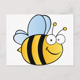 Cute Tecknad Bee Vykort