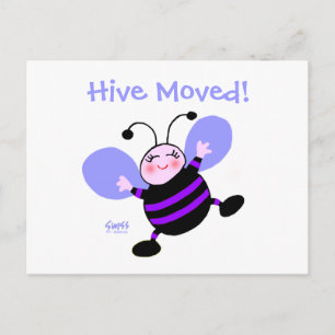 Cute Tecknad Bee Womans meddelande om Flytta Vykort