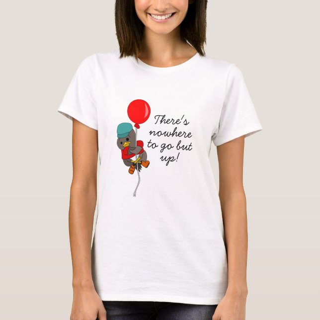 Cute Tecknad Bird on Blegon Inspirational Quote T Shirt (Framsida)