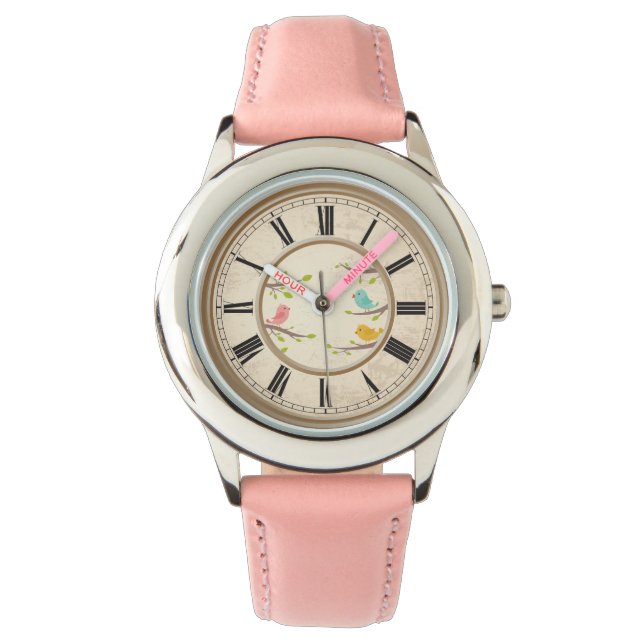 Cute Tecknad Birds Childrens Armbandsur (Framsida)