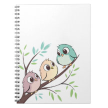 Cute Tecknad Birds på Träd Gren - Bärbara datorer