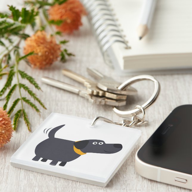 Cute Tecknad Black Labrador Acrylic Keychain (Högra Framsidan)