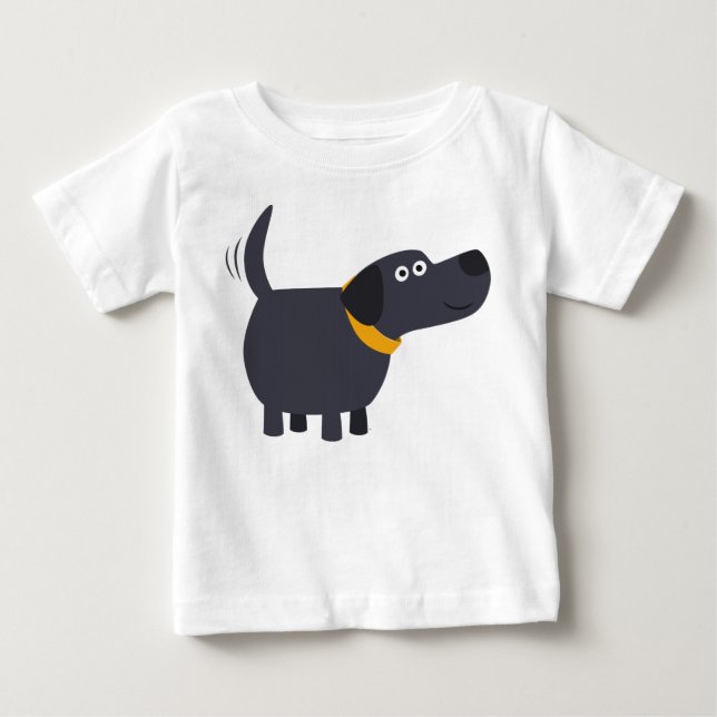 Cute Tecknad Black Labrador Baby T-Shirt (Framsida)