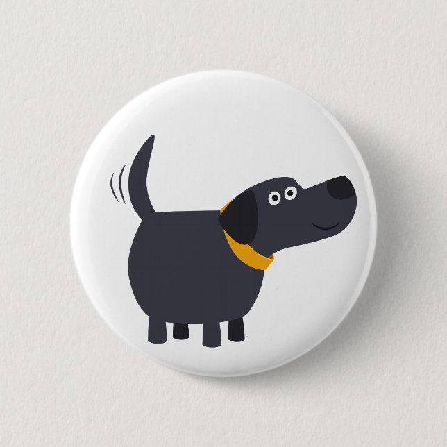 Cute Tecknad Black Labrador Button Badge Knapp (Framsida)
