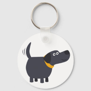 Cute Tecknad Black Labrador Keychain Nyckelring