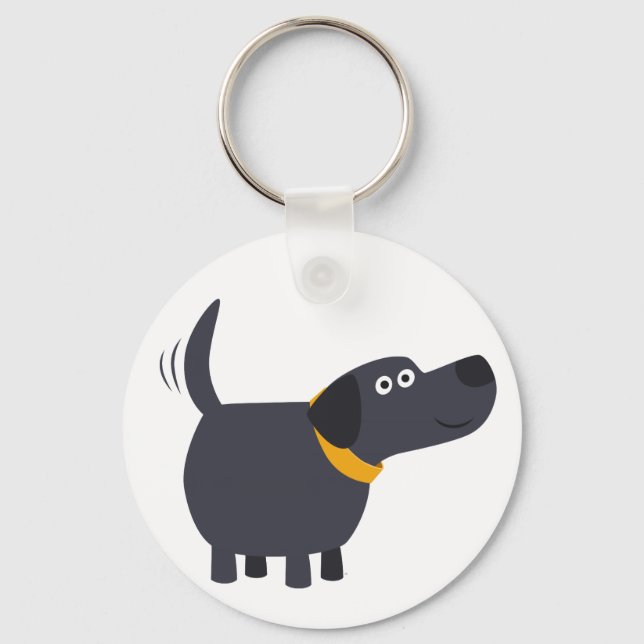 Cute Tecknad Black Labrador Keychain Nyckelring (Framsida)
