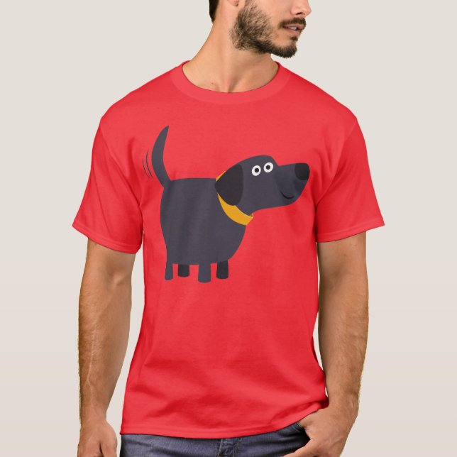 Cute Tecknad Black Labrador T-Shirt (Framsida)
