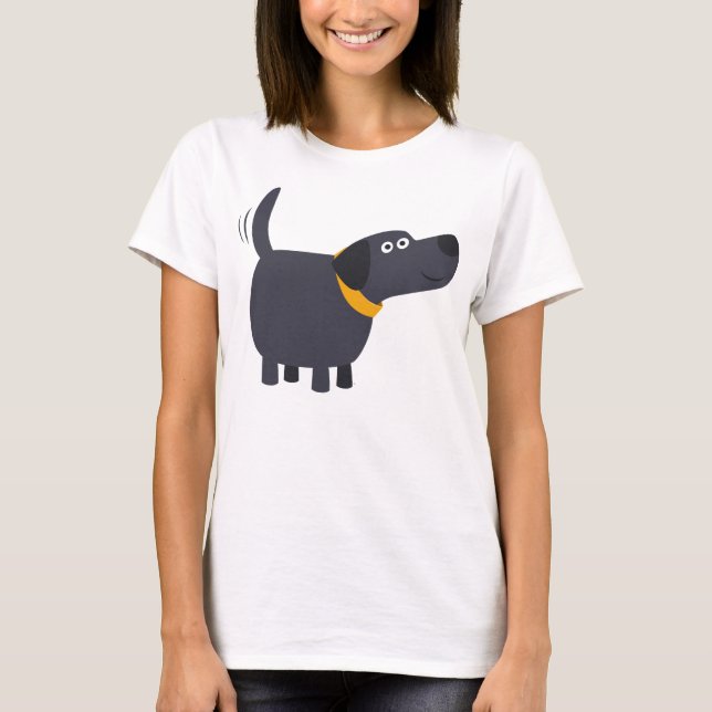 Cute Tecknad Black Labrador Women T-Shirt (Framsida)