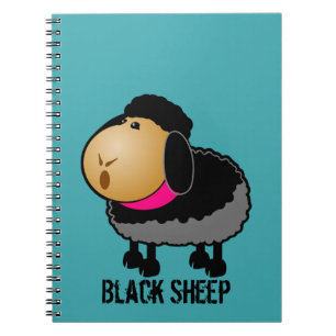 Cute Tecknad Black Sheep Teckning Anteckningsbok Med Spiral