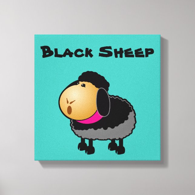 Cute Tecknad Black Sheep Teckning Canvastryck (Framsida)