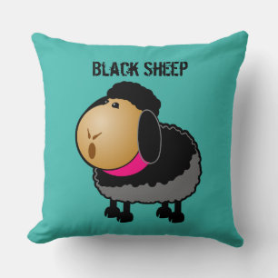 Cute Tecknad Black Sheep Teckning Kudde