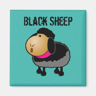 Cute Tecknad Black Sheep Teckning Magnet