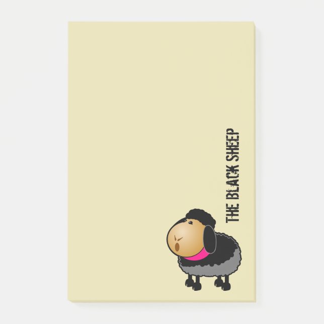 Cute Tecknad Black Sheep Teckning Post-it Block (Framsida)