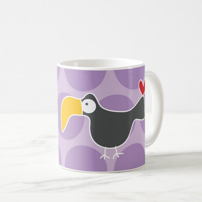 Cute Tecknad Black Toucan Bird Roligt Dots Barn Kaffemugg (Framsida höger)