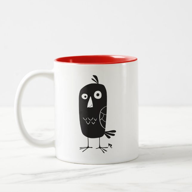 Cute Tecknad Blackbird 2-tone Coffee Mugg (Vänster)