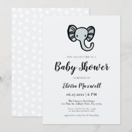 Cute tecknad blue elephant Baby-dusch Inbjudningar