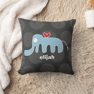 Cute Tecknad Blue Elephant Kärlek Roligt Dots Boy Kudde