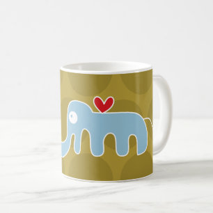 Cute Tecknad Blue Elephant & Roligt Dots Barn Kaffemugg