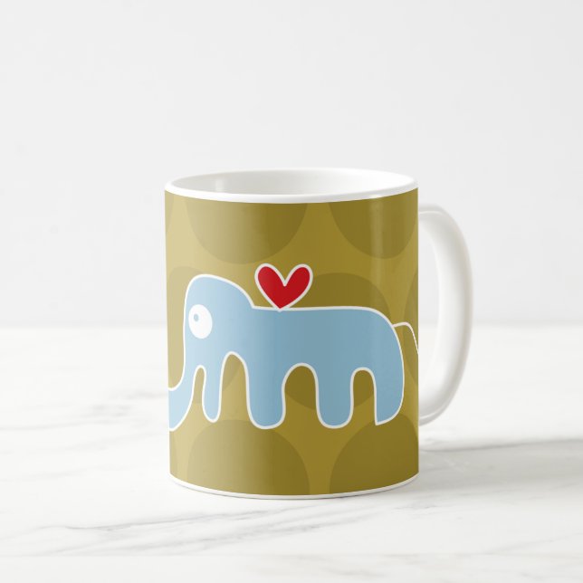 Cute Tecknad Blue Elephant & Roligt Dots Barn Kaffemugg (Framsida höger)
